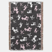 プードルピンクとブラックモノグラム スローブランケット (正面縦)