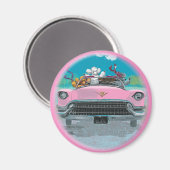 プードルピンクコンバーチブルレトロプリント磁石 マグネット (正面/裏面)