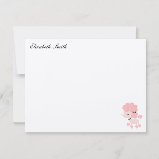 プードルフランスのカスタムフラットサンキューノート ノートカード (正面)