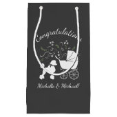 プードルフランスのドッグ赤ちゃんシャワーパピーグレー スモールペーパーバッグ (正面)