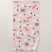 プードルフランスのビーチタオル ビーチタオル (正面)