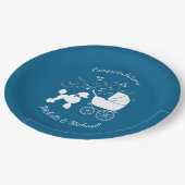 プードルフランスのベビーシャワードッグ ペーパープレート (アングル)