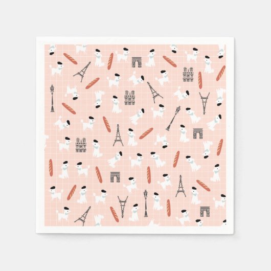 プードルフランスの紙ナプキンス スタンダードカクテルナプキン (正面)