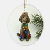 プードルブラウンドッグセラミックオーナメント セラミックオーナメント (左)