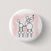 プードルベクター、ホワイトトイプードルピンクバッジ 缶バッジ (正面)