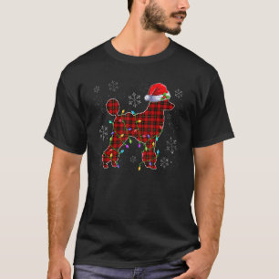 プードルママ帽子サンタレッドペイズリードッグママ雪クリスマス Tシャツ