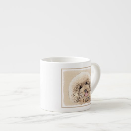 プードルミニチュアアプリコットクリームブラウンドッグアート エスプレッソカップ (正面右)