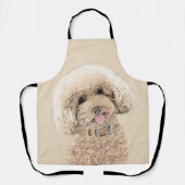 プードルミニチュアアプリコットクリームブラウンドッグアート エプロン (正面)