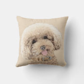 プードルミニチュアアプリコットクリームブラウンドッグアート クッション (裏面)