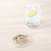 プードルミニチュアアプリコットクリームブラウンドッグアート コースター (側面)