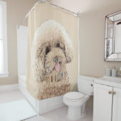 プードルミニチュアアプリコットクリームブラウンドッグアート シャワーカーテン (インサイチュ)