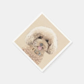 プードルミニチュアアプリコットクリームブラウンドッグアート スタンダードカクテルナプキン (角)