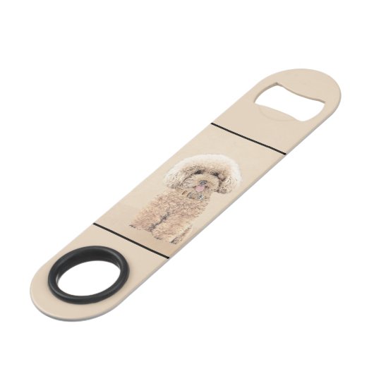 プードルミニチュアアプリコットクリームブラウンドッグアート スピード栓抜き (正面アングル)