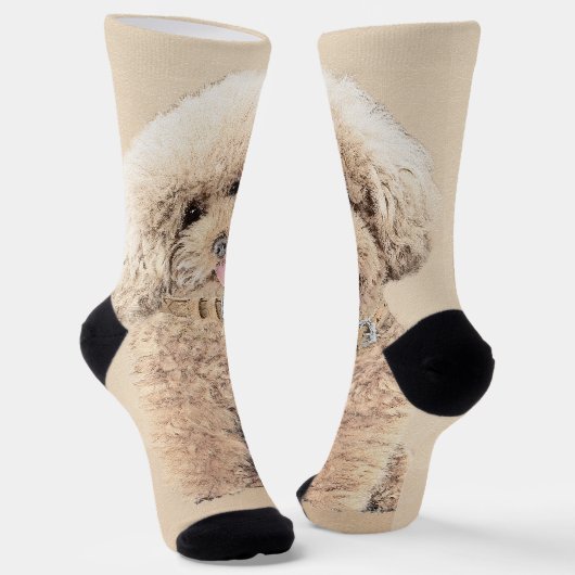 プードルミニチュアアプリコットクリームブラウンドッグアート ソックス (傾斜あり)