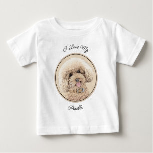 プードルミニチュアアプリコットクリームブラウンドッグアート ベビーTシャツ