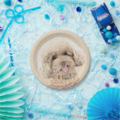 プードルミニチュアアプリコットクリームブラウンドッグアート ペーパープレート (パーティー)