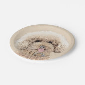 プードルミニチュアアプリコットクリームブラウンドッグアート ペーパープレート (アングル)