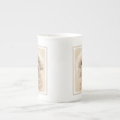 プードルミニチュアアプリコットクリームブラウンドッグアート ボーンチャイナマグカップ (正面)