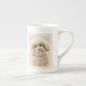 プードルミニチュアアプリコットクリームブラウンドッグアート ボーンチャイナマグカップ (右)