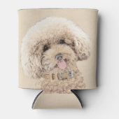 プードルミニチュアアプリコットクリームブラウンドッグアート 缶クーラー (正面)