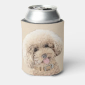 プードルミニチュアアプリコットクリームブラウンドッグアート 缶クーラー (缶裏面)