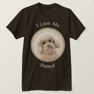 プードルミニチュアアプリコットクリームブラウンドッグアート Tシャツ