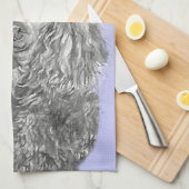 プードルミニチュアトイシルバーグレーブルードッグアート キッチンタオル (四つ折り)