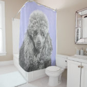 プードルミニチュアトイシルバーグレーブルードッグアート シャワーカーテン (インサイチュ)