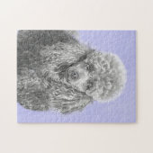 プードルミニチュアトイシルバーグレーブルードッグアート ジグソーパズル (横)