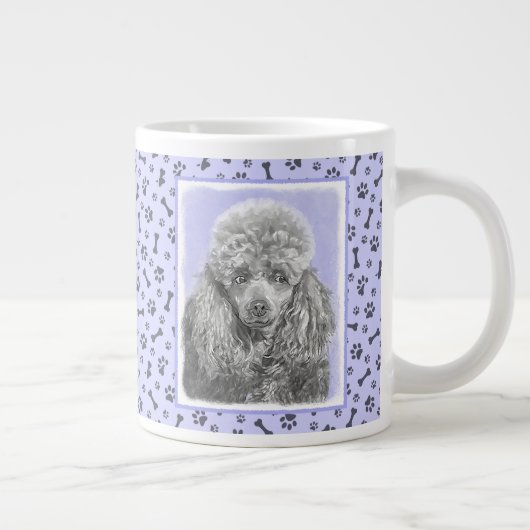 プードルミニチュアトイシルバーグレーブルードッグアート ジャンボコーヒーマグカップ (右)
