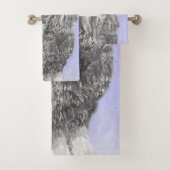 プードルミニチュアトイシルバーグレーブルードッグアート バスタオルセット (インサイチュ)