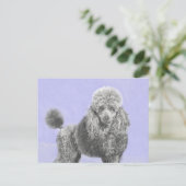 プードルミニチュアトイシルバーグレーブルードッグアート ポストカード (スタンド正面)