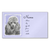 プードルミニチュアトイシルバーグレーブルードッグアート マグネット名刺 (正面)