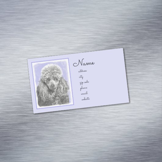 プードルミニチュアトイシルバーグレーブルードッグアート マグネット名刺 (インサイチュ)