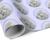 プードルミニチュアトイシルバーグレーブルードッグアート ラッピングペーパー (ロールコーナー)