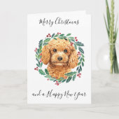 プードルメリークリスマストレンディー犬 シーズンカード (正面)