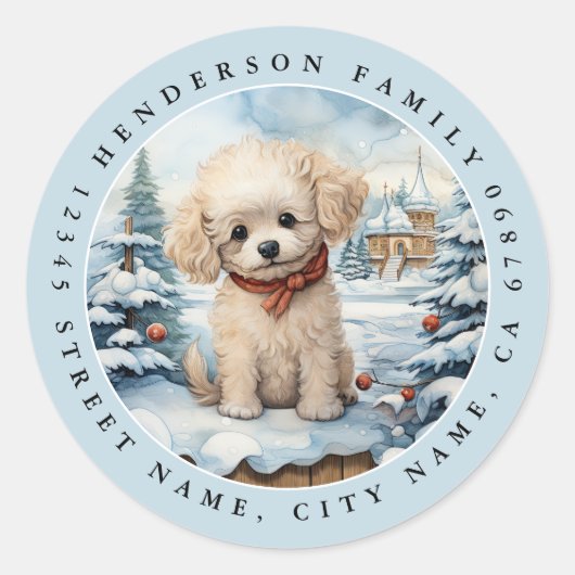 プードルラウンドステッカー ラウンドシール (正面)