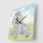 プードルルールウォールクロック スクエア壁時計 (傾斜)