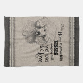 プードルヴィンテージポートレートかわいい引用文 キッチンタオル (横)