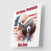 プードル付き全国ピュレーブルドッグデイお祝い スクエア壁時計 (傾斜)