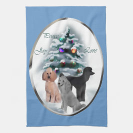 プードル好きのためのクリスマス キッチンタオル