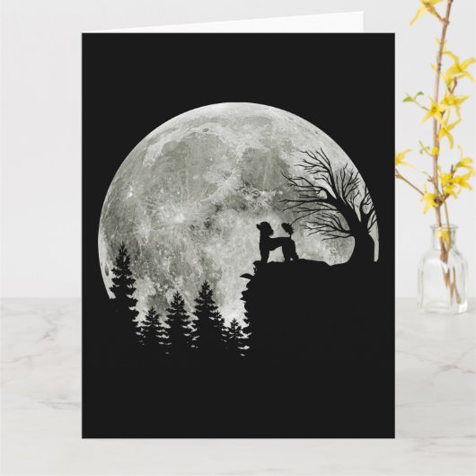 プードル好きのための山のハロウィンギフト カード (黄色い花)