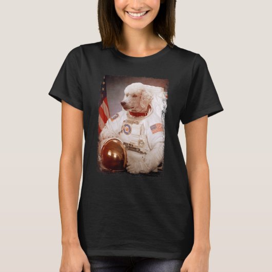 プードル宇宙飛行士ムーン宇宙ミッション動物アストローナ Tシャツ (正面)