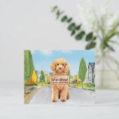 プードル引っ越しました新しいアドレスかわいい犬の移動 案内ポストカード (スタンド正面)