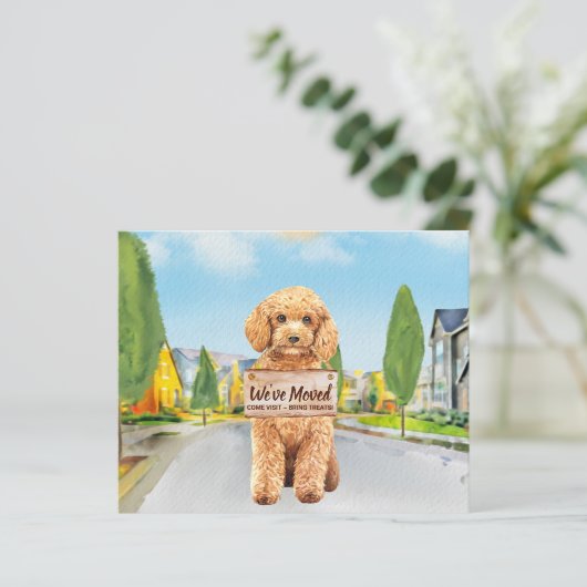 プードル引っ越しました新しいアドレス犬の移動カード (スタンド正面)