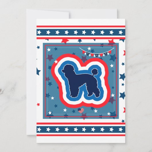 プードル愛国赤白と青7月4日 シーズンカード (正面)