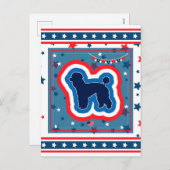 プードル愛国赤白と青7月4日 シーズンポストカード (正面/裏面)