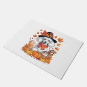 プードル感謝祭ドリンクコーヒー紅葉ポンプ ドアマット (アングル)