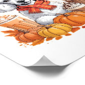 プードル感謝祭ドリンクコーヒー紅葉ポンプ ポスター (角)