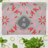 プードル柄のモノグラム キッチンタオル (折り畳み)